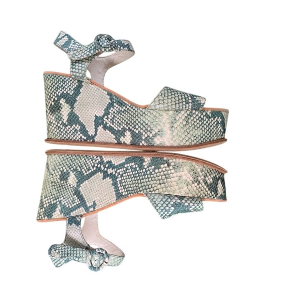 Dolce Vita Datiah Snake Platform Gray Green Platform Wedge Sandals Size 9.5 - Picture 4 of 9